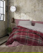 Lenjerie de pat dubla, Pledd - Claret Red, Cotton Box, 50% bumbac / 50% poliester