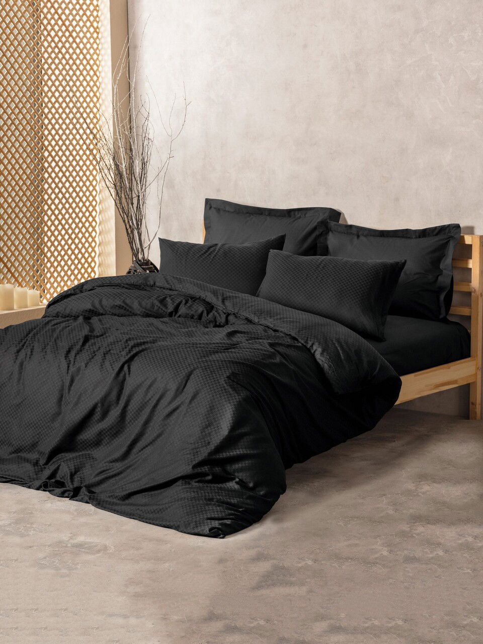 Lenjerie de pat pentru o persoana, Plaid - Black, Cotton Box, Bumbac Ranforce