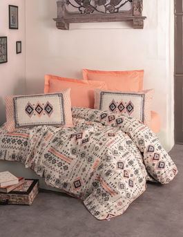 Lenjerie de pat pentru o persoana, Kateri - Salmon, Cotton Box, Bumbac Ranforce