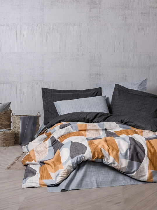 Lenjerie de pat pentru o persoana, Giorno - Grey, Cotton Box, Bumbac Ranforce
