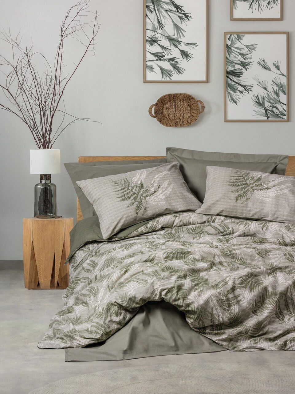 Lenjerie de pat pentru o persoana, Frond - Khaki, Cotton Box, Bumbac Ranforce