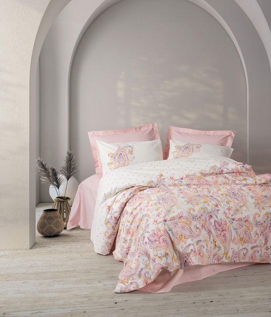Lenjerie de pat pentru o persoana, Muna - Pink, Cotton Box, Bumbac Ranforce