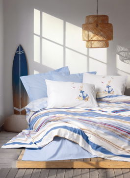 Lenjerie de pat pentru o persoana, Moreno - Blue, Cotton Box, Bumbac Ranforce