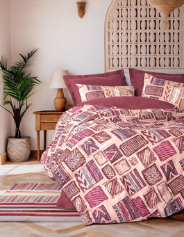Lenjerie de pat pentru o persoana, Estilıo - Claret Red, Cotton Box, Bumbac Ranforce