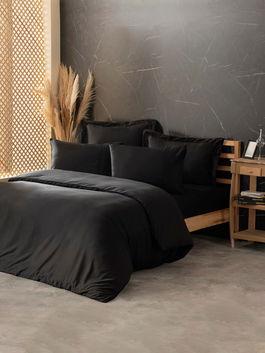 Lenjerie de pat dubla, Silky - Black, Cotton Box, Lyocell/Bumbac