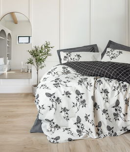 Lenjerie de pat dubla, Ohia - Anthracite, Cotton Box, Bumbac Ranforce
