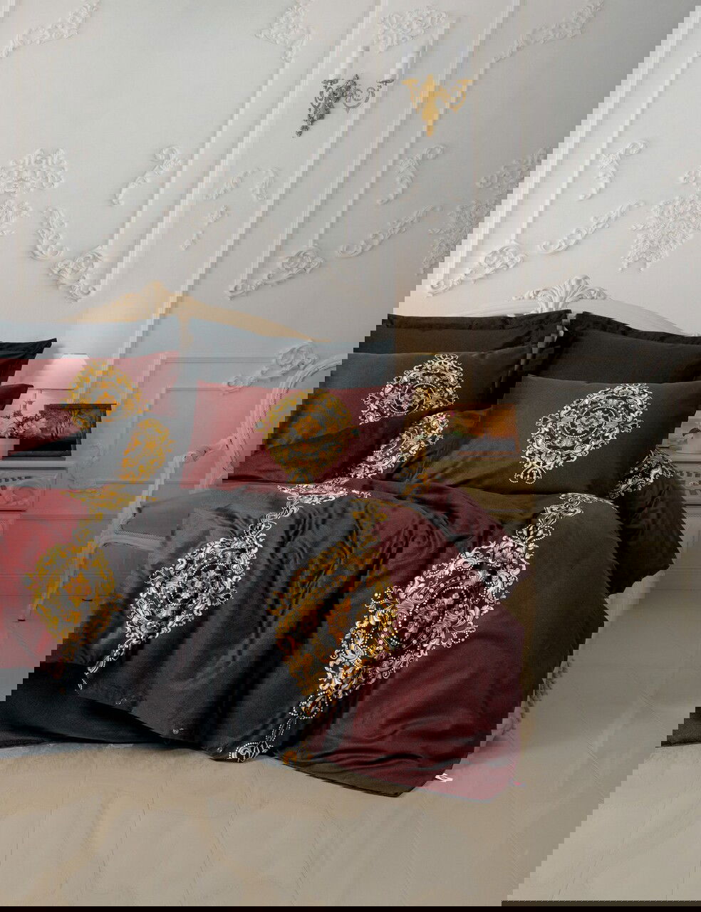 Lenjerie de pat dubla, Ebren - Anthracite, Cotton Box, Bumbac Satinat