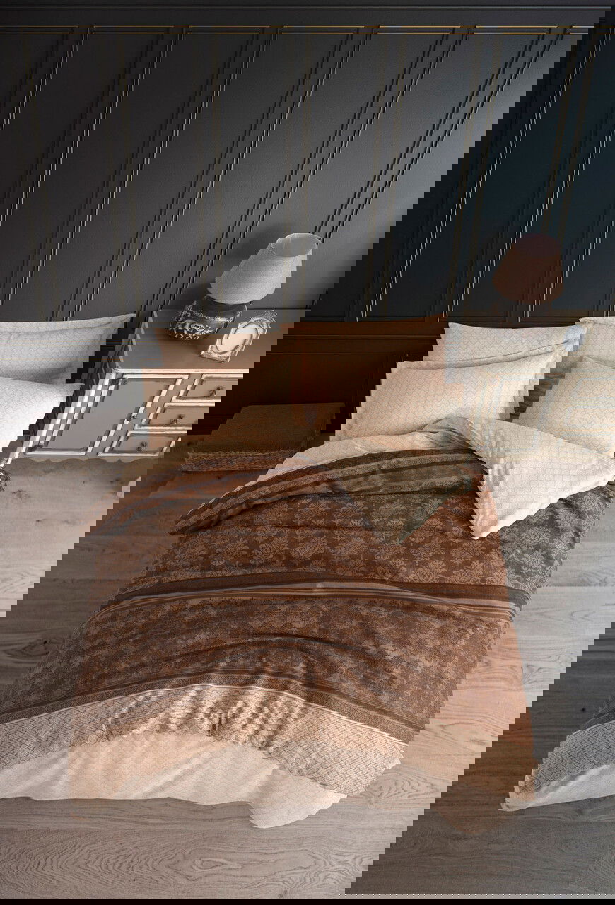 Lenjerie de pat dubla, Creative - Brown, EnLora Home, 65% bumbac/35% poliester