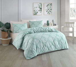 Lenjerie de pat dubla, Post - Water Green, Eponj Home, 65% bumbac/35% poliester