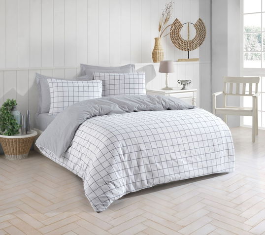 Lenjerie de pat dubla, Artus - Grey, Eponj Home, 65% bumbac/35% poliester
