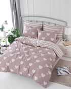 Lenjerie de pat dubla 3 piese, Herz - Dusty Rose, Eponj Home, 65% bumbac/35% poliester