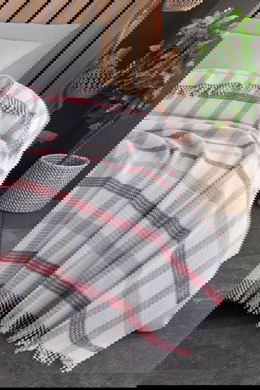 Patura Single, Warm Soft - Grey, Red, Eponj Home, 70% bumbac/30% acril