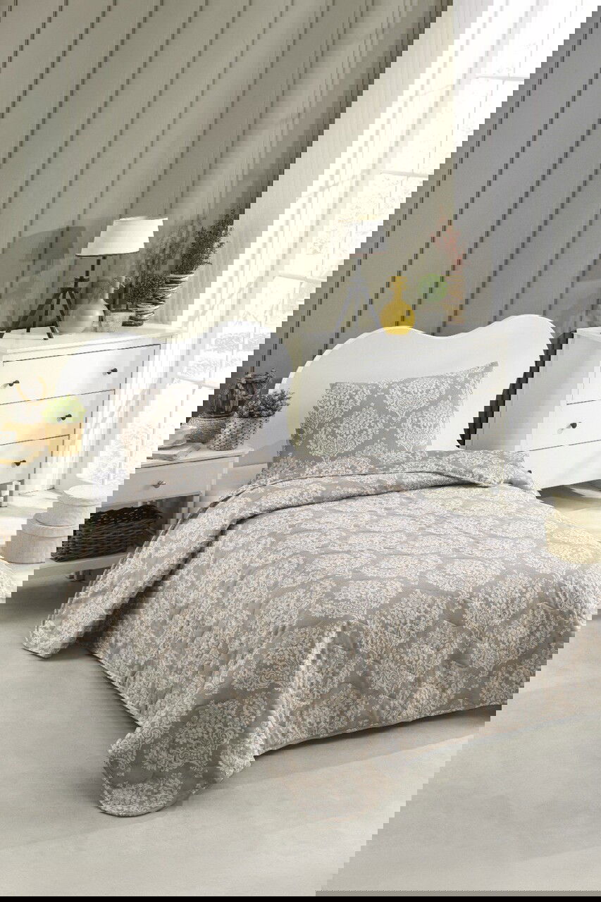 Set cuvertura Single 160x220 cm, 2 piese, Post - Brown, Eponj Home, 65% bumbac/35% poliester