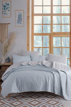 Cuvertura Single 155x200 cm, Solid - Light Blue, Grey, Eponj Home, 65% bumbac/35% poliester