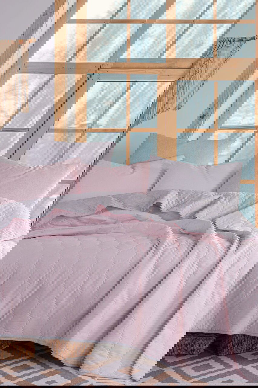 Cuvertura Single 155x200 cm, Solid - Powder, Grey, Eponj Home, 65% bumbac/35% poliester