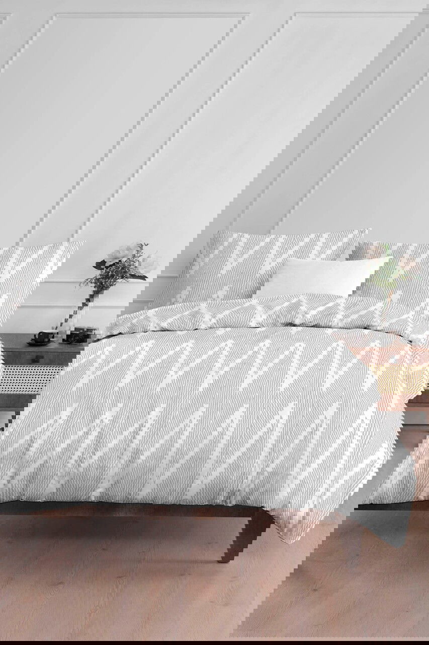 Lenjerie de pat pentru o persoana 2 piese, Olivia - Grey, Eponj Home, 65% bumbac/35% poliester