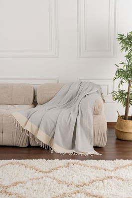 Cuvertura de pat, Baliksirti - Grey, PestemalLand, 90% bumbac / 10% poliester