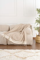 Cuvertura de pat, Baliksirti - Beige, PestemalLand, 90% bumbac / 10% poliester