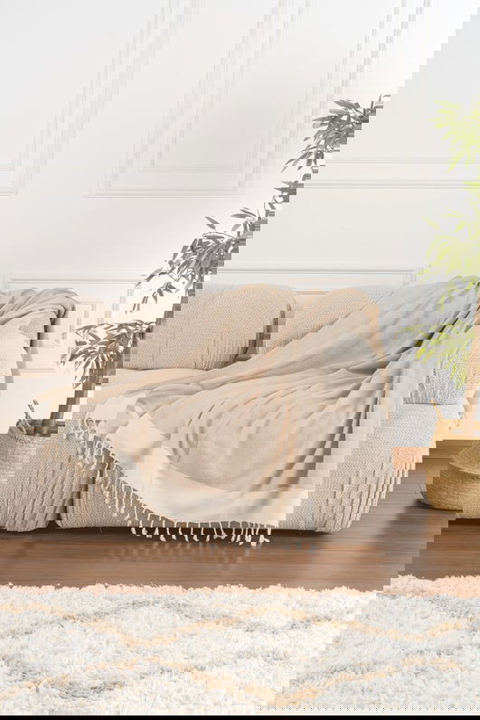 Cuvertura de pat, Baliksirti - Beige, PestemalLand, 90% bumbac / 10% poliester