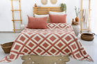 Set cuvertura pique dubla, Sonia - Tile Red, Şaheser, 70% bumbac/30% poliester