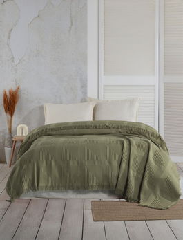 Cuvertura matlasata dubla, Sirius - Khaki, Şaheser, Bumbac