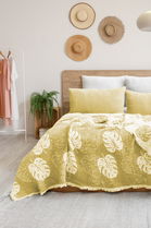 Set cuvertura pique dubla, Forest - Yellow, Şaheser, 70% bumbac/30% poliester