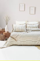 Set cuvertura pique dubla, Lia - Beige, Şaheser, Bumbac