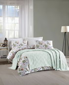 Set cuvertura pique dubla, Zigzag - Mint, Şaheser, Bumbac