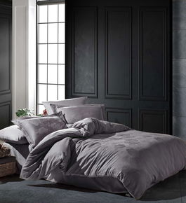 Lenjerie de pat dubla, Talia - Dark Grey, Şaheser, Bumbac Satinat