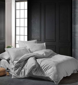 Lenjerie de pat dubla, Talia - Light Grey, Şaheser, Bumbac Satinat