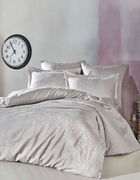 Lenjerie de pat dubla, Lucio - Light Grey, Şaheser, Bumbac Satinat