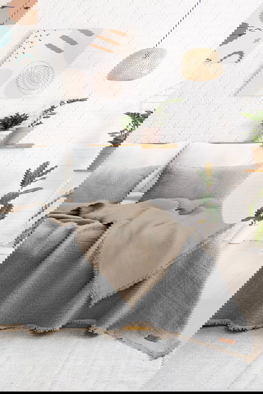 Set cuvertura de pat dubla 3 piese, Alda - Grey, Şaheser, 70% bumbac/30% poliester
