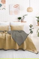 Set cuvertura de pat dubla 3 piese, Alda - Yellow, Şaheser, 70% bumbac/30% poliester