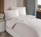 Lenjerie de pat pentru o persoana 2 piese, Road Potlu - Beige, EnLora Home, 70% bumbac/30% poliester