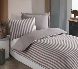 Lenjerie de pat pentru o persoana 2 piese, Road Potlu - Brown, EnLora Home, 70% bumbac/30% poliester