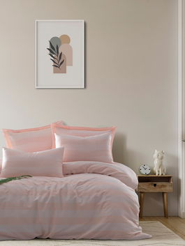 Lenjerie de pat dubla, Max Yollu Saten - Powder, EnLora Home, 70% bumbac/30% poliester