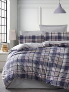 Lenjerie de pat dubla, Ekose - Dark Blue, EnLora Home, 65% bumbac/35% poliester