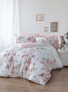 Lenjerie de pat dubla, Spring - White, EnLora Home, 65% bumbac/35% poliester