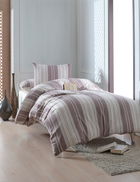 Lenjerie de pat pentru o persoana, Lima - Brown, EnLora Home, 70% bumbac/30% poliester