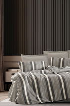 Lenjerie de pat dubla 3 piese, Dakar - Black, EnLora Home, 70% bumbac/30% poliester
