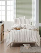 Lenjerie de pat pentru o persoana 2 piese, Hamilton - Beige, EnLora Home, 70% bumbac/30% poliester
