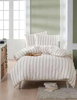 Lenjerie de pat pentru o persoana 2 piese, Hamilton - Beige, EnLora Home, 70% bumbac/30% poliester