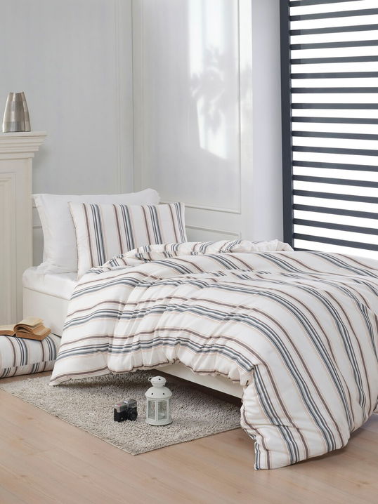Lenjerie de pat pentru o persoana 2 piese, Nairobi - Cream, EnLora Home, 70% bumbac/30% poliester