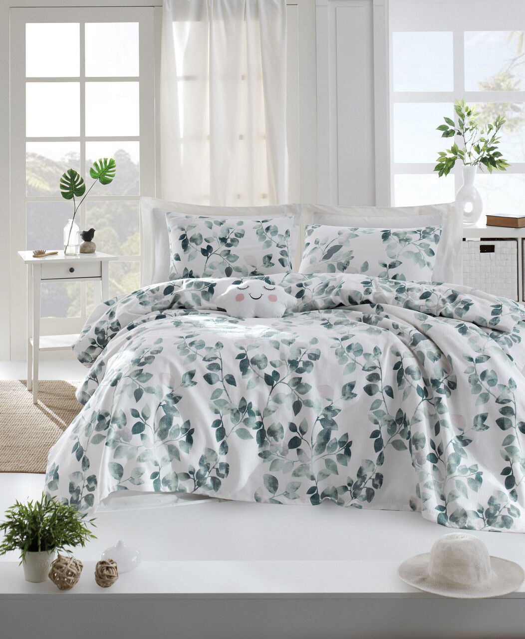 Cuvertura pique Single, Sabine - Green, EnLora Home, Bumbac