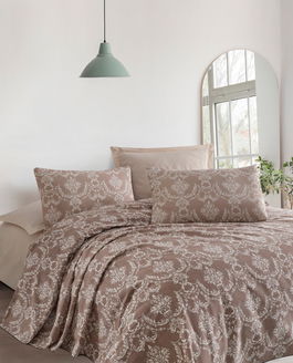 Set cuvertura pique dubla, Pure - Brown, EnLora Home, Bumbac