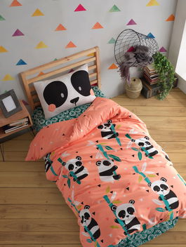 Lenjerie de pat pentru o persoana, Panida - Pink, EnLora Home, 80% bumbac / 20% poliester