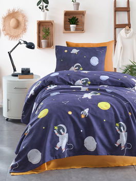 Cuvertura pique Single, Astron - Dark Blue, EnLora Home, Bumbac