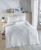 Lenjerie de pat pentru o persoana 2 piese, Kareli Saten - White, EnLora Home, 70% bumbac/30% poliester