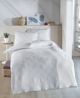 Lenjerie de pat pentru o persoana 2 piese, Kareli Saten - White, EnLora Home, 70% bumbac/30% poliester