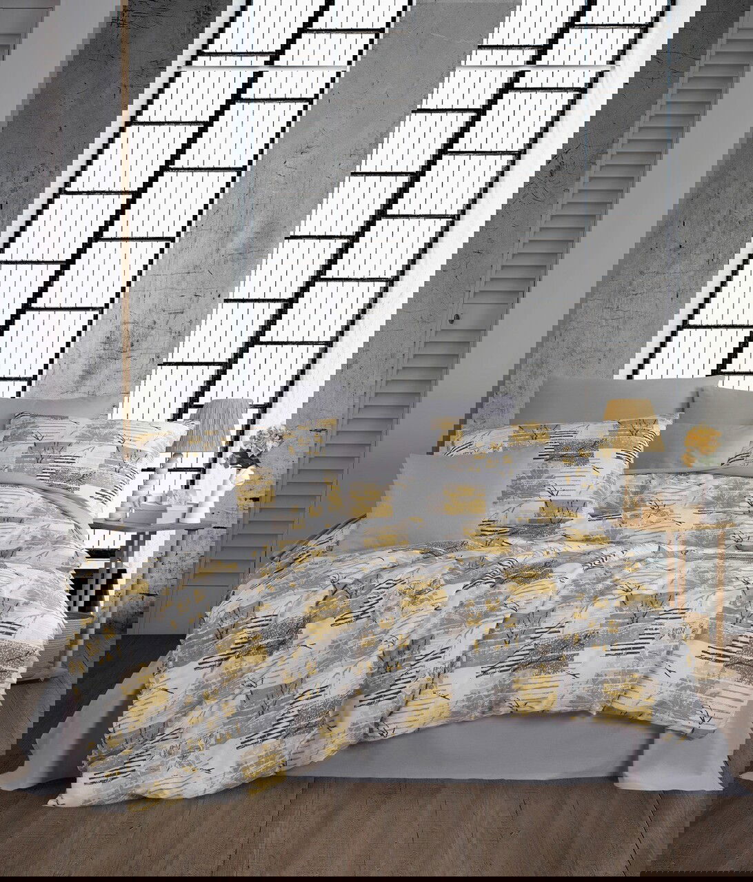 Lenjerie de pat dubla, Serra - Grey, Pearl Home, 50% bumbac / 50% poliester